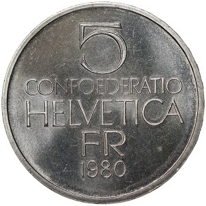 Szwajcaria, 5 franków 1980, Berno