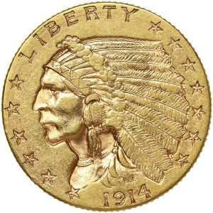 États-Unis, 2-1/2 dollars (tête d'Indien) 1914, Philadelphie