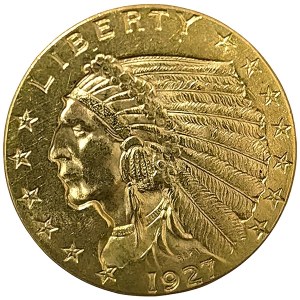 États-Unis, 2-1/2 dollars (tête d'Indien) 1927, Philadelphie