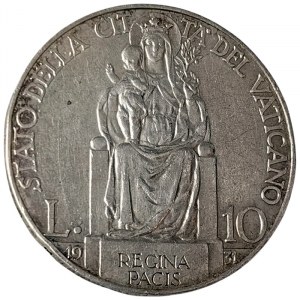 Cité du Vatican, Pio XI, 10 Lire 1931