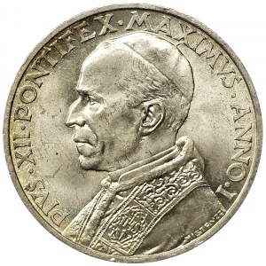 Vatican City, Pio XII, 5 Lire 1939