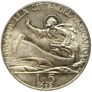 Vatican City, Pio XII, 5 Lire 1939
