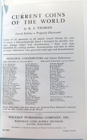 CURRENT COINS OF THE WORLD: FOURTH EDITION. YEOMAN, R.S. 1970.