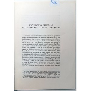 L'AVVENTURA ORIENTALE DEL TALLERO VENEZIANO NEL XVIII SECOLO. TUCCI, UGO. 1979
