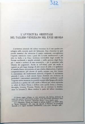 L'AVVENTURA ORIENTALE DEL TALLERO VENEZIANO NEL XVIII SECOLO. TUCCI, UGO. 1979