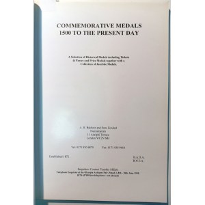 MÉDAILLES COMMÉMORATIVES DE 1500 À NOS JOURS. A.H.BALDWIN &amp; SONS LTD. 1995.