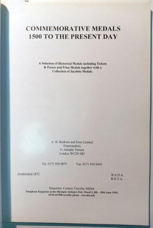 COMMEMORATIVE MEDALS 1500 TO THE PRESENT DAY. A.H.BALDWIN & SONS LTD. 1995.
