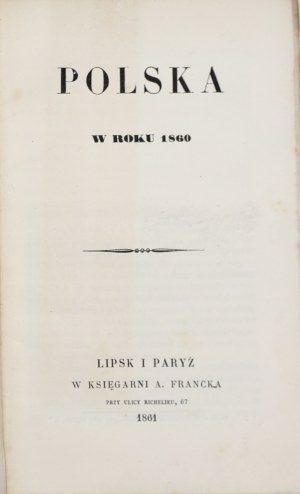 Klaczko Julian, Poland in the year 1860