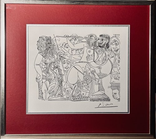 Pablo Picasso (1881-1973), Superproduction Hollywoodienne avec des voyeurs - Superprodukcja Hollywood z podglądaczami