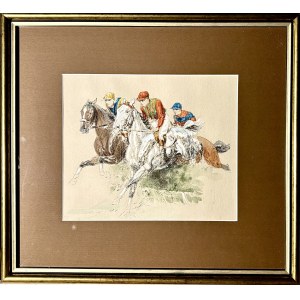 Eugene PÉCHAUBES (1890-1967), Courses de chevaux Longchamp - The Grand Prix, 1929