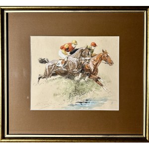 Eugene PÉCHAUBES (1890-1967), Courses de chevaux Longchamp - The Grand Prix, 1929