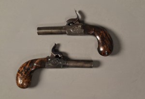 Pair of travel guns, 19th century.