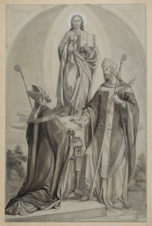 Joseph OBWEXER (1828-1875), Patrons of Poland - St. Adalbert and St. Stanislaus with Christ , 1860s-70s.