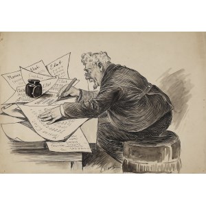 Ludwig MANZEL (1858-1936), Karikatura štětínského účetního, 19./20. století[Štětín, Kadyny].