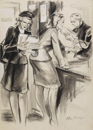 [Ministry of Propaganda of the Third Reich] Victor FRIESE (1906-1969), Attractive letter carrier in the editorial office, 1943