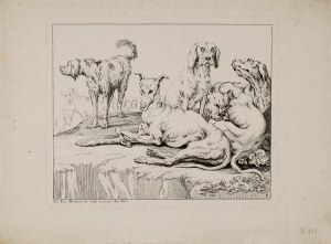 Johann Elias RIDINGER (1698-1767), Lovecké psy, 1. polovina 18. století.