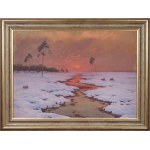Jan GRUBIŃSKI (1874-1945), Winter landscape at sunset