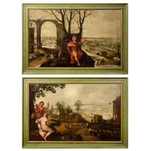 Joos II DE MOMPER (1564-1635), Lodewyk TOEPUT (POZZOSERRATO) (c.1550-c.1603), Seasons - Winter and Summer - pair of paintings, 1583