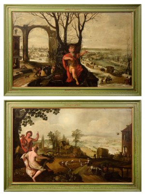Joos II DE MOMPER (1564-1635), Lodewyk TOEPUT (POZZOSERRATO) (c.1550-c.1603), Seasons - Winter and Summer - pair of paintings, 1583