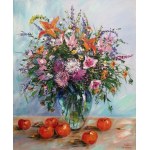 Mika FLATEK (pseud. b. 1974), Bouquet and juicy peaches, 2025