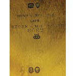 WIKTORIAŃSKA SOLNICZKA Z ŁYŻECZKĄ, Anglia, Londyn, John Samuel Hunt, 1856, Srebro, próba 925, złocone, waga 433 g, wys. 6,3, śr. 10,5 cm, dł. łyżeczki 11,5 cm
