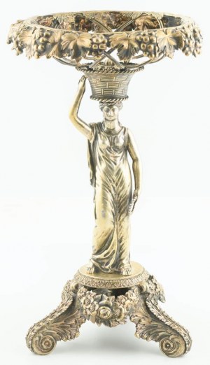 PATTERN-DECORATION TABLE WITH CARIBBEAN, England, London, 1827, Silver, sample 925, weight 1206 g, height 36 cm.