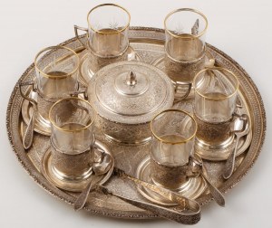 TEA SET FOR 6 PERSONS, Persia, 1st half of the 20th century.