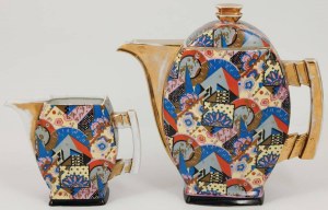 TANK AND MILLER, flat service, cubist decoration, Poland, Ćmielów, ca. 1930.