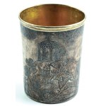 MUG WITH SLAVE CANDLE, Georgia, Tiflis (Tbilisi), 1807, Silver, inside gilt, niello; weight 195 g, height 9.2, dia. 7 cm.