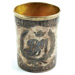 MUG WITH SLAVE CANDLE, Georgia, Tiflis (Tbilisi), 1807, Silver, inside gilt, niello; weight 195 g, height 9.2, dia. 7 cm.