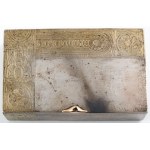 BOX FOR IMPORTED TITO, Russia, Moscow, Vasily Sergeyevich Sikachev, after 1908, Silver, sample 84, gilt, gold (handle), weight 474 g