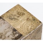 BOX FOR IMPORTED TITO, Russia, Moscow, Vasily Sergeyevich Sikachev, after 1908, Silver, sample 84, gilt, gold (handle), weight 474 g