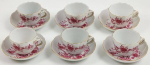 SIX coffee cups, Saxony, Meissen, 1900-1934