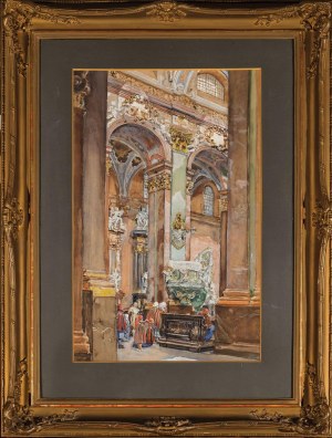 WNĘTRZE BAZYLIKI JASNOGÓRSKIEJ, 1940, Malarz polski