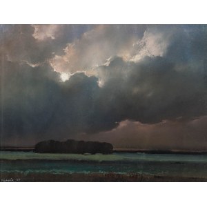 Marian MICHALIK, LANDSCAPE WITH THE LIGHT OF THE SUN SIGHTING THROUGH THE CLOUDS, 1989