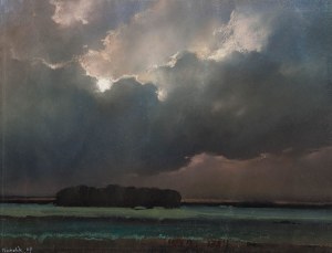 Marian MICHALIK, LANDSCAPE WITH THE LIGHT OF THE SUN SIGHTING THROUGH THE CLOUDS, 1989