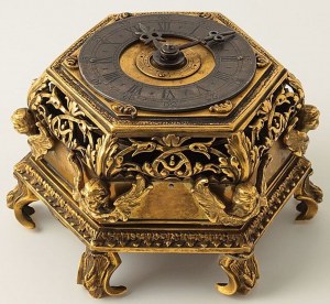 ZEGAR KAFLOWY, STOŁOWY, Polska, Gdańsk, Andreas Lincke, ok. 1750