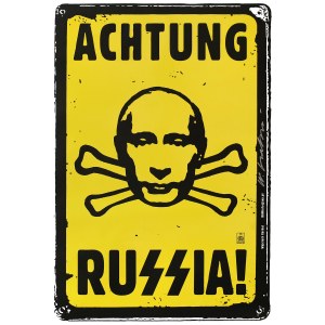 proj. Wojciech KORKUĆ (ur. 1967), Achtung Russia! 2014. Plakat z autografem.