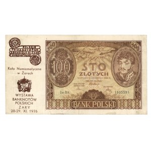 100 zloty 1934 - B.N.-series - overprint commemorating the Polish Banknotes Exhibition Żary 1976r