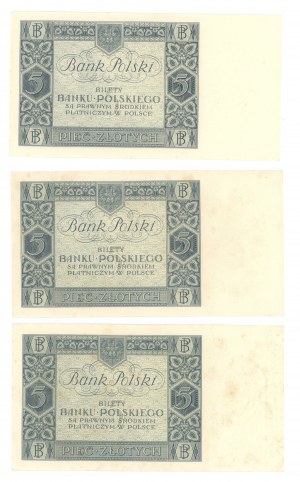 5 gold 1930, series DG. and DS. - SET of 3 pieces