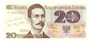 20 złotych 1982 - seria P - autograf autora projektu - RZADKOŚĆ