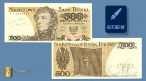 500 zlotých 1982 - série FE - autogram autora projektu Andrzeje Heidricha - RARE
