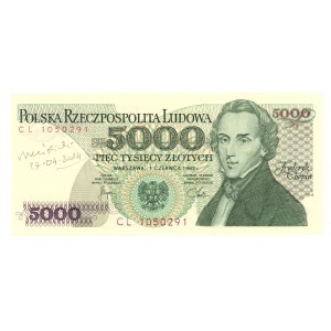 5.000 złotych 1982 - seria CL - autograf autora projektu Andrzeja Heidricha - RZADKOŚĆ