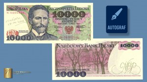 10 000 or 1987 - série N - autographe de l'auteur du projet Andrzej Heidrich - RARE