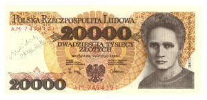 20,000 gold 1989 - AM series - autographed by the author of the project Andrzej Heidrich - RARE