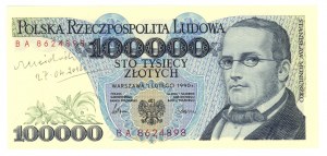 100.000 złotych 1990 - seria BA - autograf autora projektu - RZADKOŚĆ