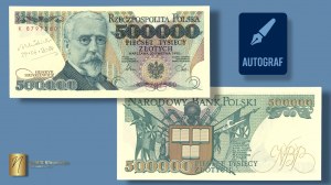 500 000 zlotých 1990 - Série K - autogram autora projektu Andrzeje Heidricha - RARE