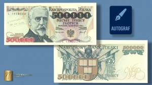 500 000 zlotys 1993 - Série L - autographe de l'auteur du projet Andrzej Heidrich - RARE