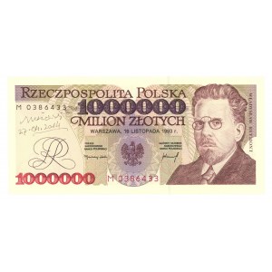1 000 000 zl 1993 - série M - autogram autora projektu Andrzeje Heidricha - RARE