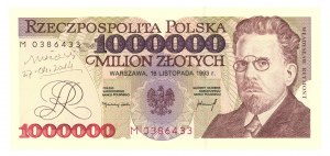 1.000.000 złotych 1993 - seria M - autograf autora projektu - RZADKOŚĆ